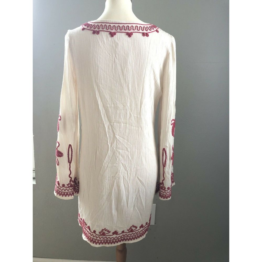 Arc & Co. Sz M Tunic Dress Embroidered Cream, Pink - Picture 3 of 10